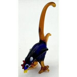 Vintage Unique Blown Glass Chicken Figurine 3" Tall SKU PB197